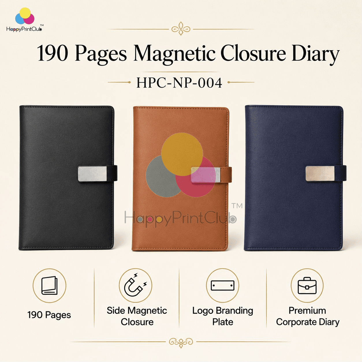 Customized 190 Pages Magnetic Closure Diary For Corporate Gifting