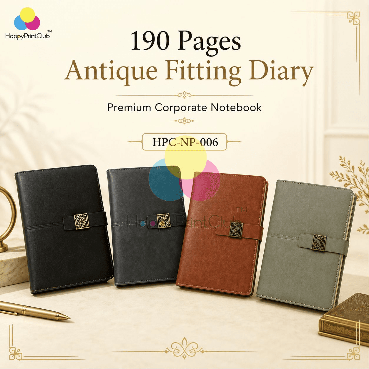 Customized 190 Pages Antique Fitting Diary For Corporate Gifting