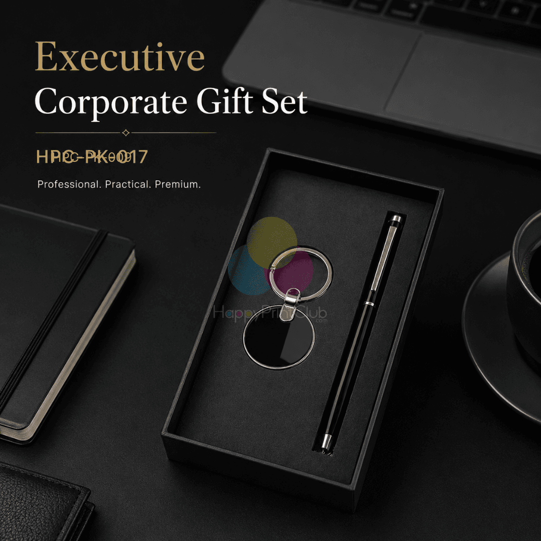 Customized Corporate Gift Set With Ball Pen Stylus & Metal Keychain