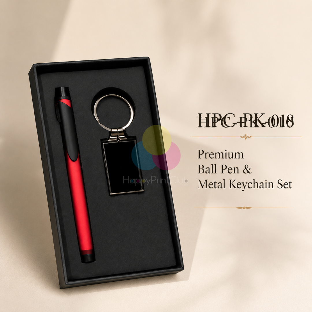 Customized Corporate Gift Set With Ball Pen & Metal Keychain
