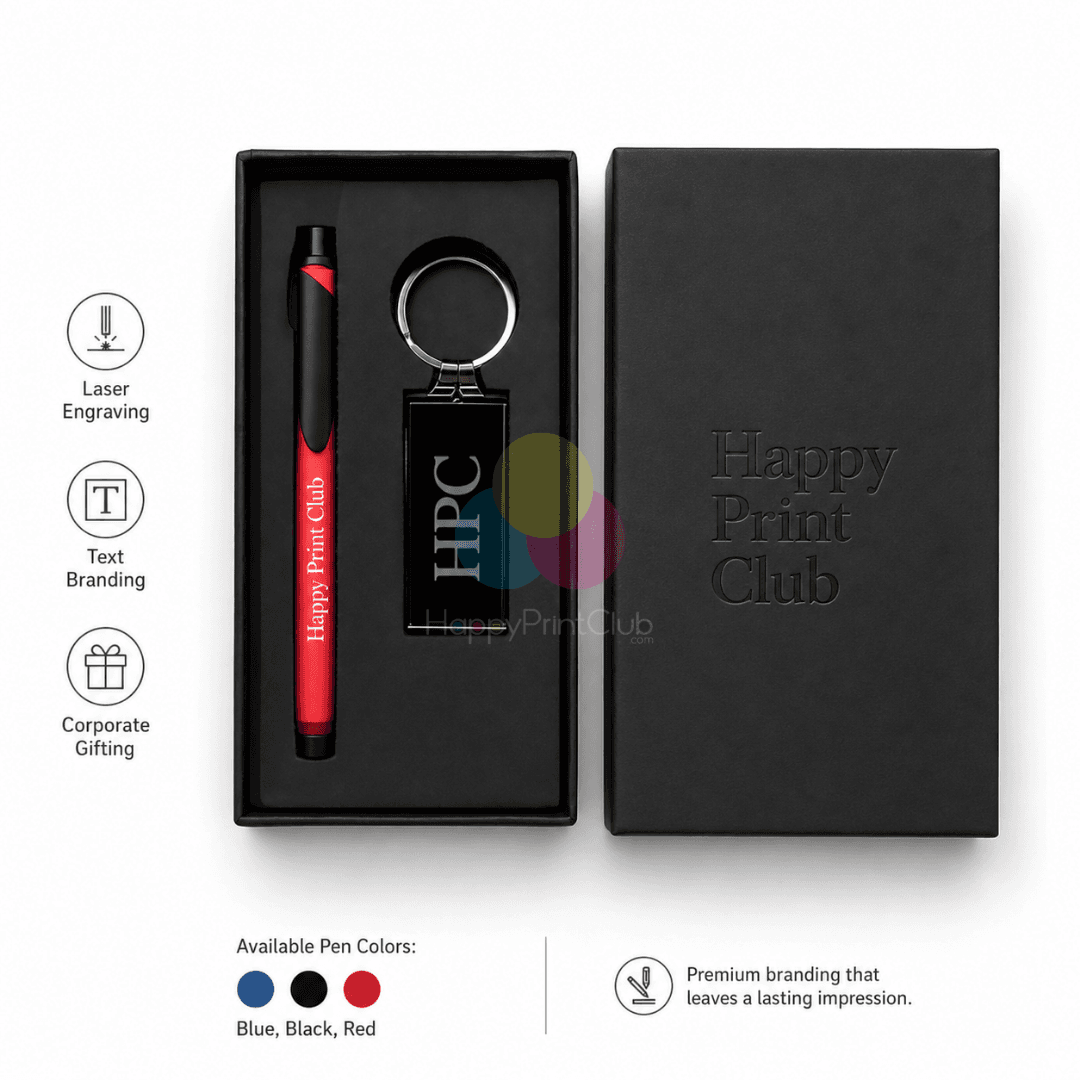 Customized Corporate Gift Set With Ball Pen & Metal Keychain
