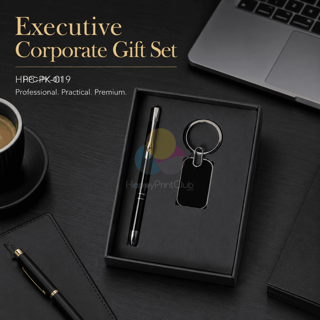 Customized Corporate Gift Set With Ball Pen & Metal Keychain