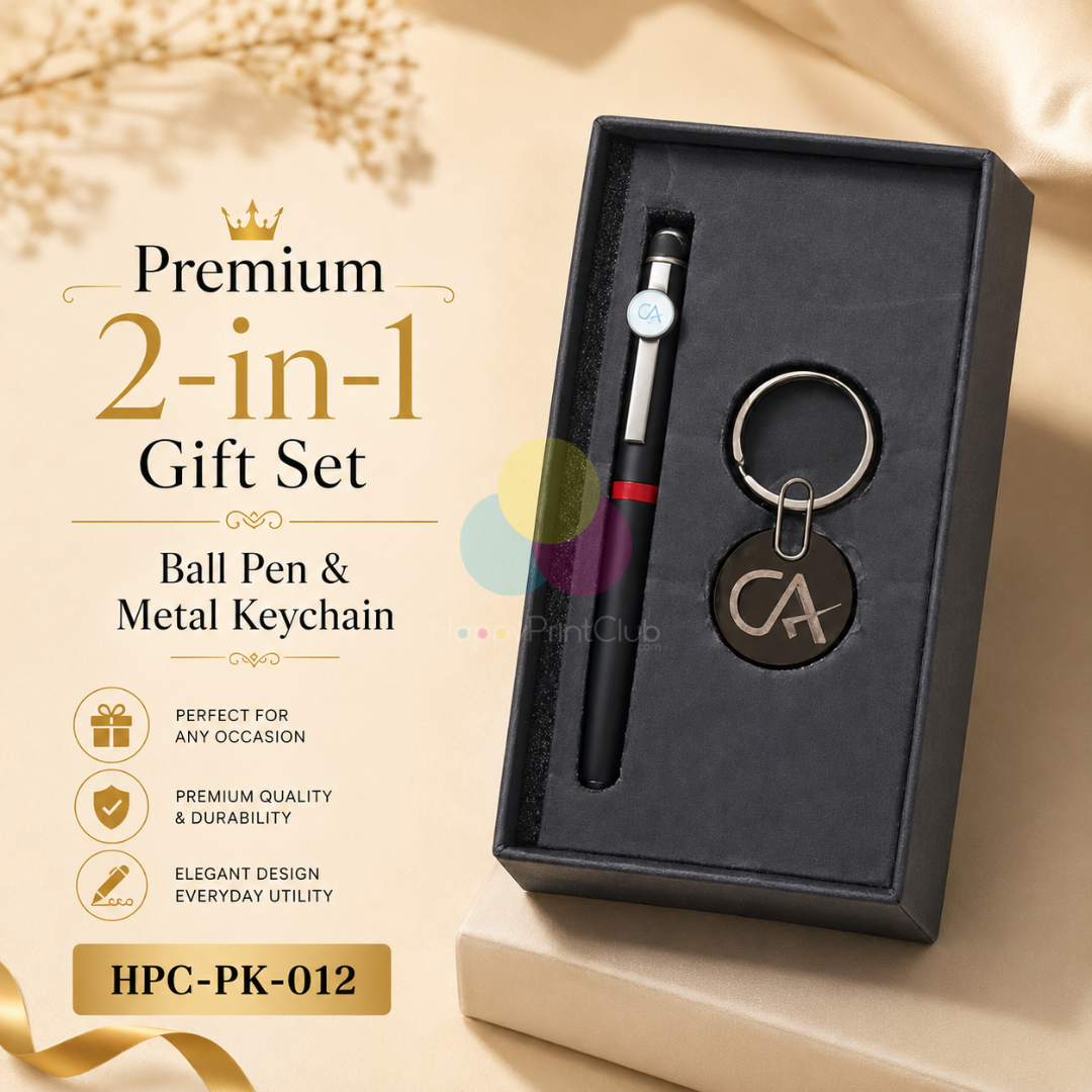 Customized Corporate Gift Set With Ball Pen & Metal Keychain