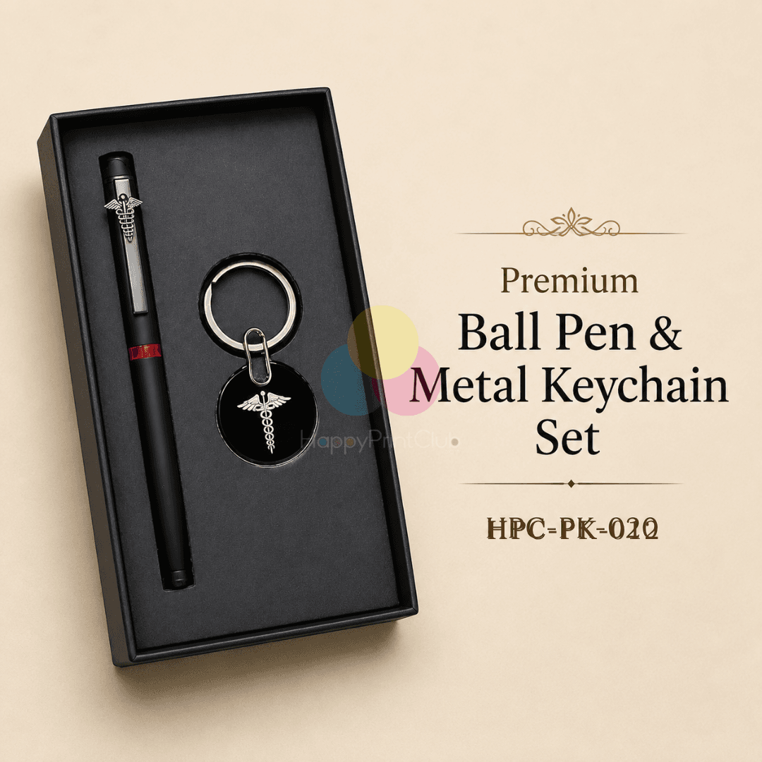 Customized Corporate Gift Set With Ball Pen & Metal Keychain