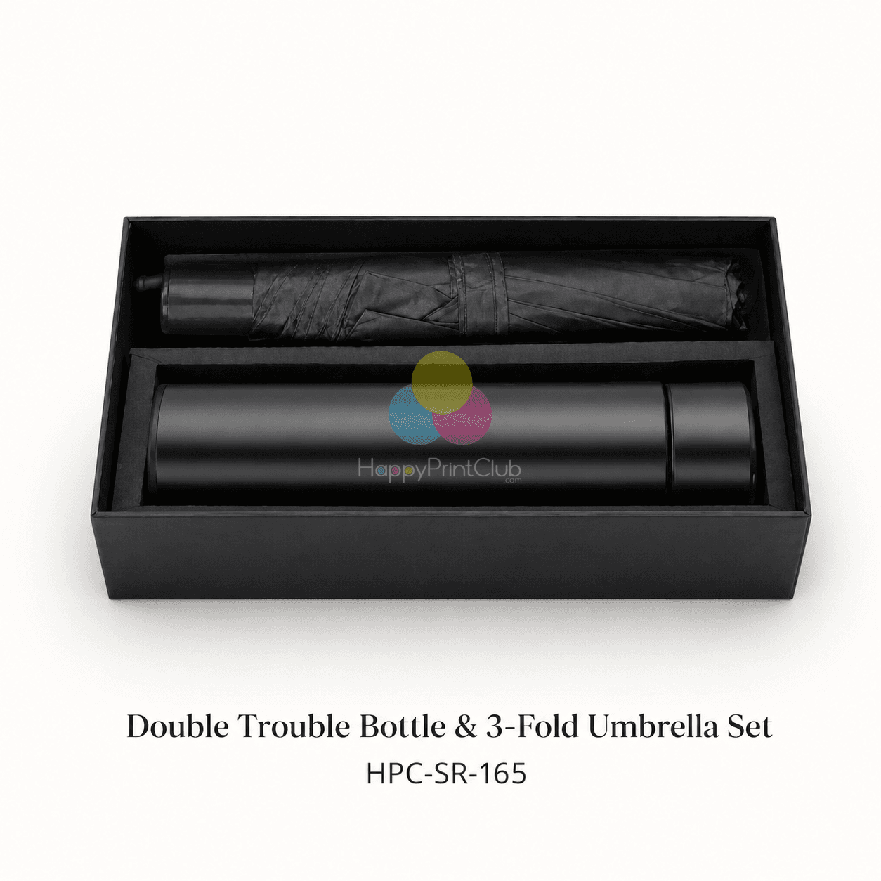 Customized Double Trouble Non-Temperature Bottle & 3 Fold Umbrella For Corporate Gifting