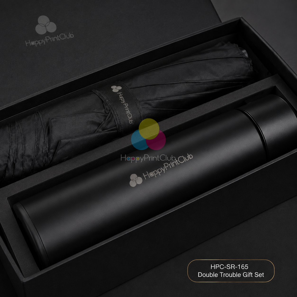 Customized Double Trouble Non-Temperature Bottle & 3 Fold Umbrella For Corporate Gifting