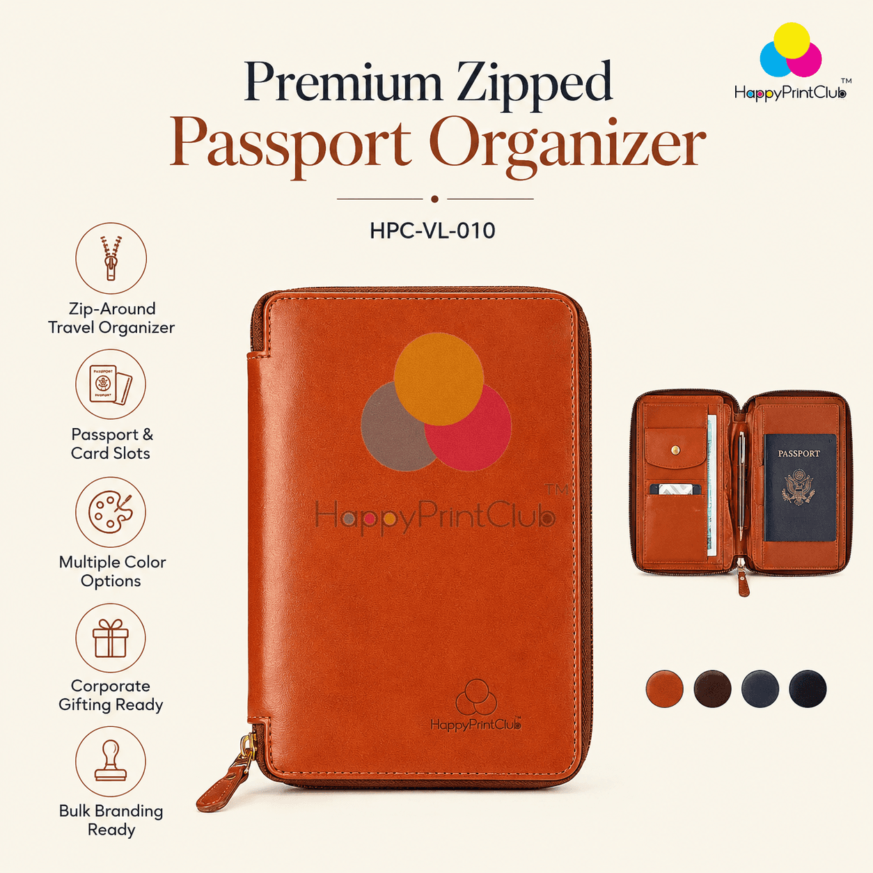 Customized Premium Zipped Passport Organizer For Corporate Gifting
