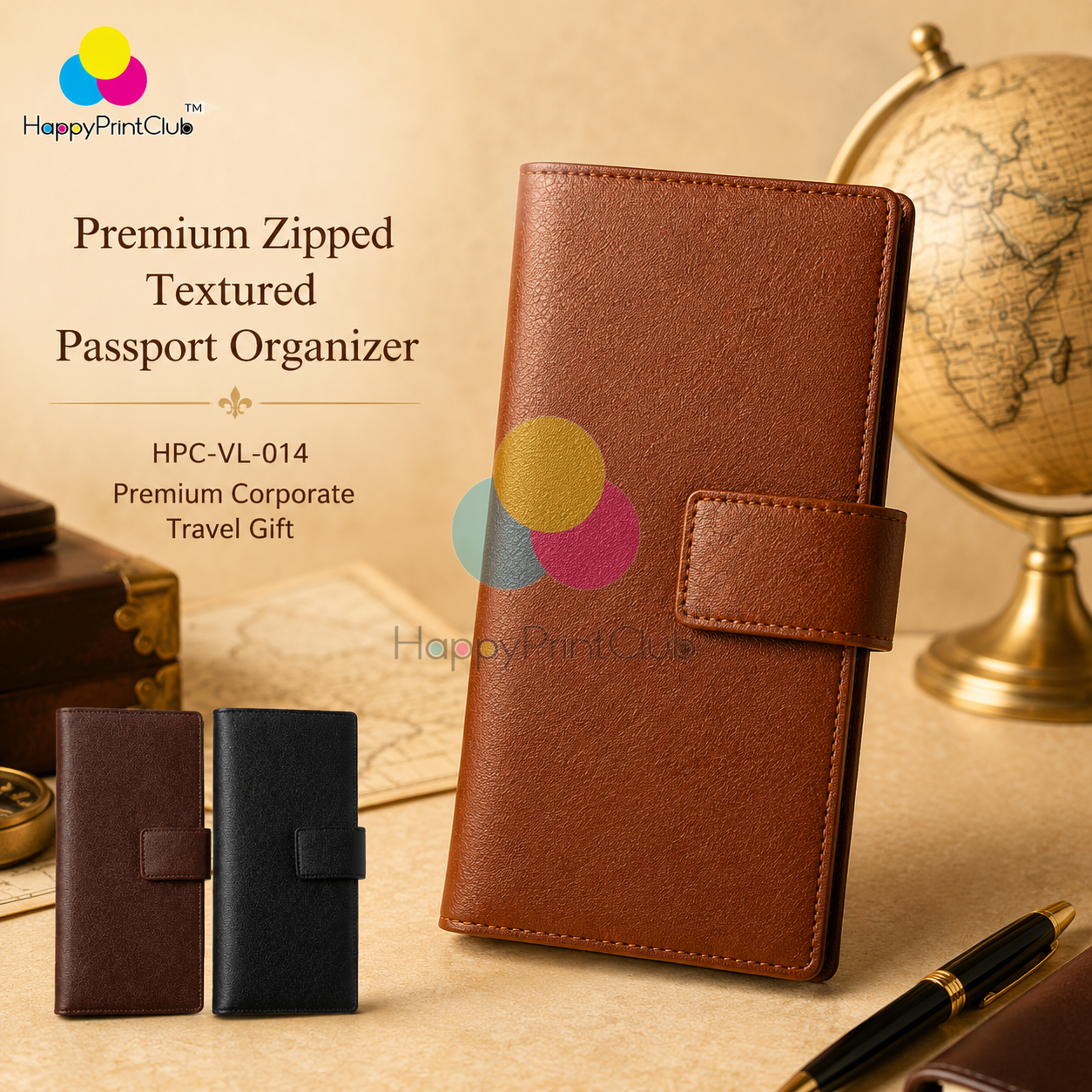 Customized Premium Zipped Textured Passport Organizer For Corporate Gifting