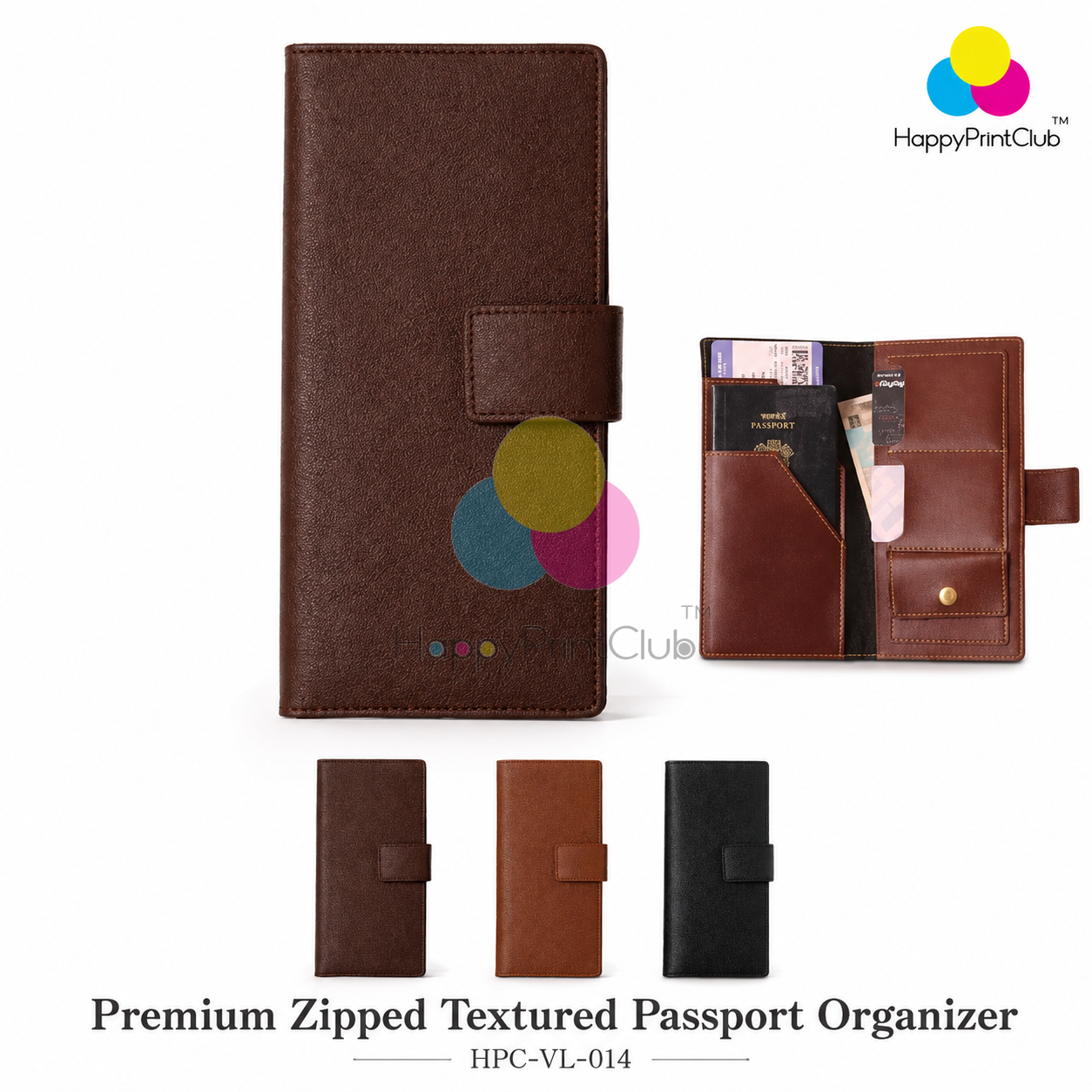 Customized Premium Zipped Textured Passport Organizer For Corporate Gifting