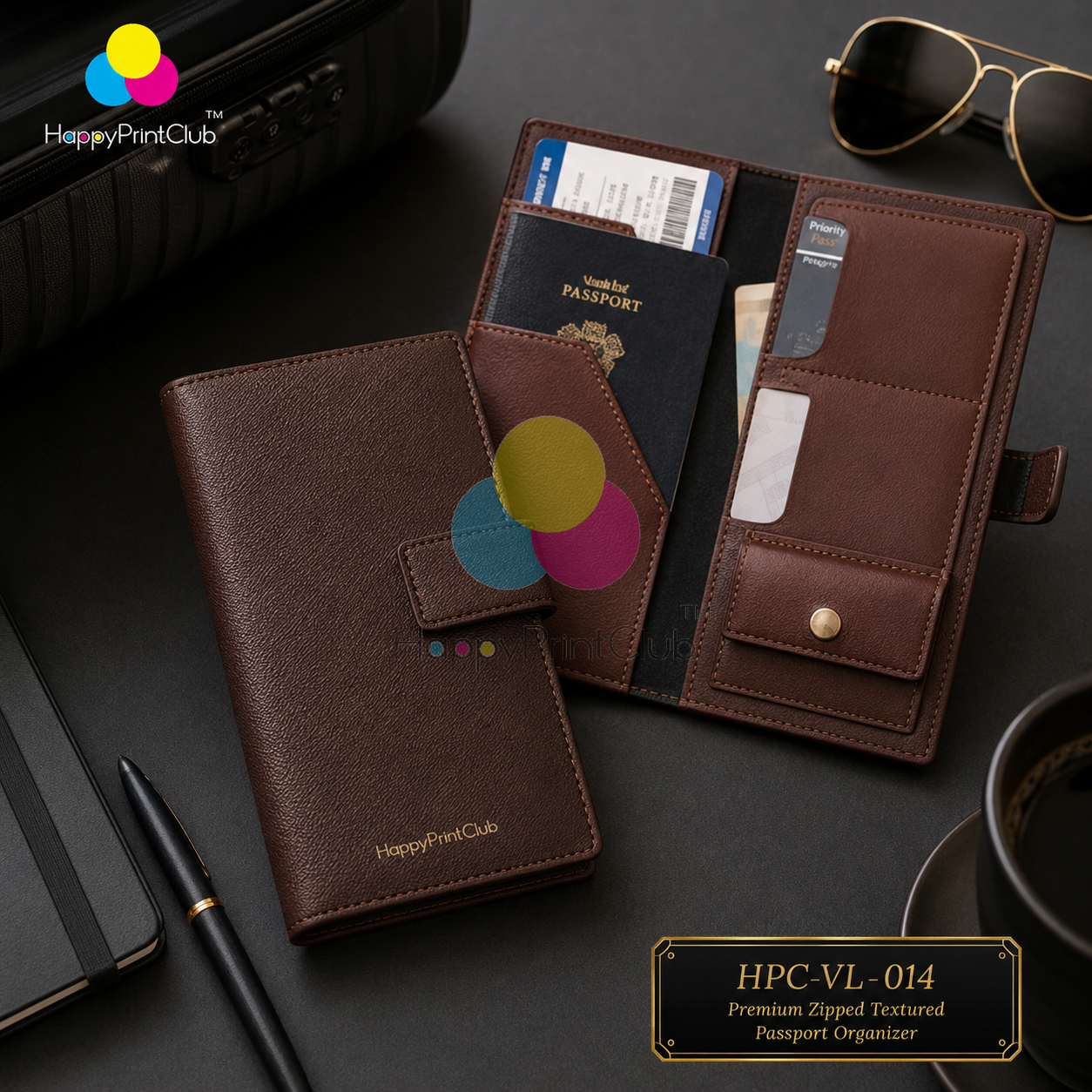 Customized Premium Zipped Textured Passport Organizer For Corporate Gifting